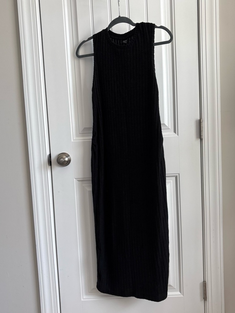 SHEIN Black Ribbed Sleeveless Maxi Dress